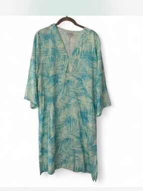 Coastal Grandma Lightweight Palm Print Tunic Dress or Coverup size L